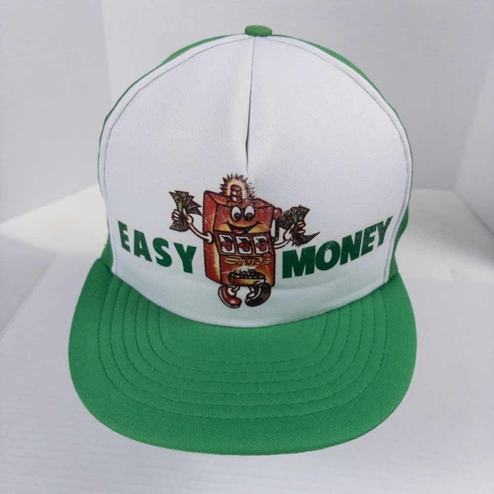 80s Vintage Sands Hotel Las Vegas Trucker Hat Mens Green Easy Money Bachelorette